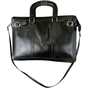 60’s Black Leather Buckle Messenger Bag Tote